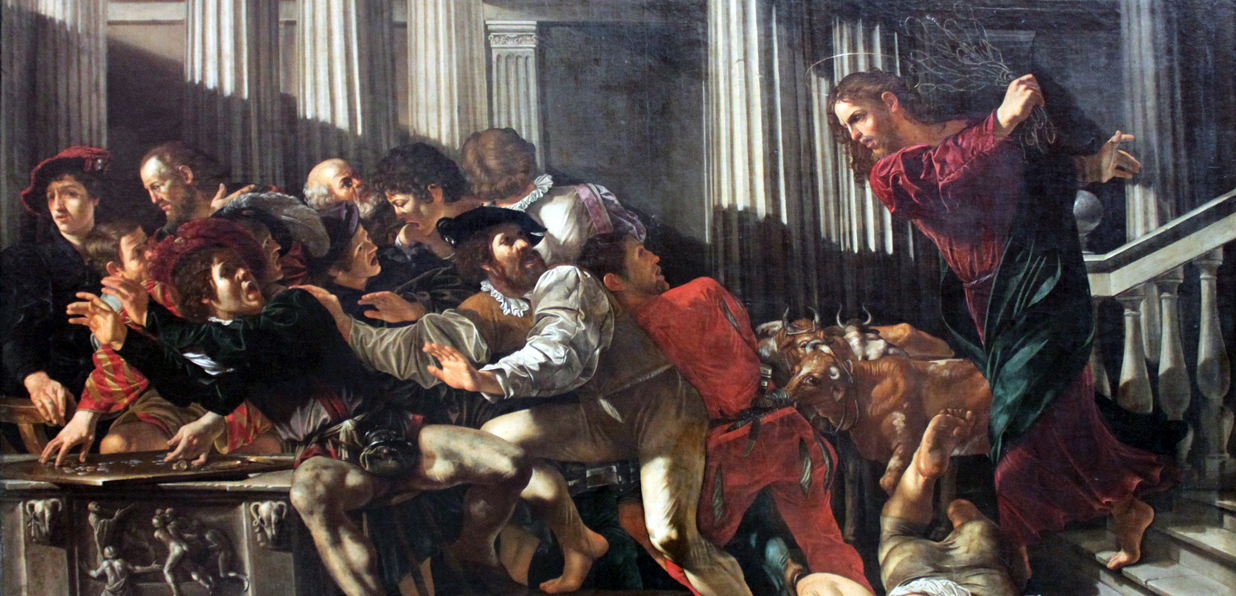 Christ expulses the money changers out of the temple by Cecco del Caravaggio (1610)