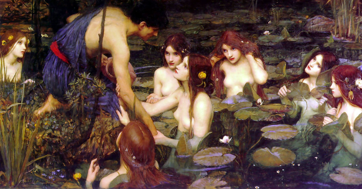Hyalas and the Nymphs by John William Waterhouse (1896)