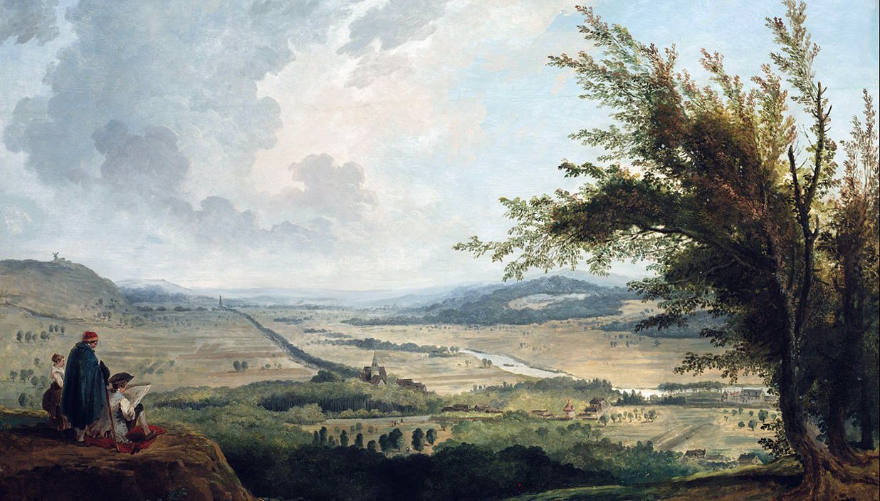An extensive landscape near Paris by Hubert Robert (1781)