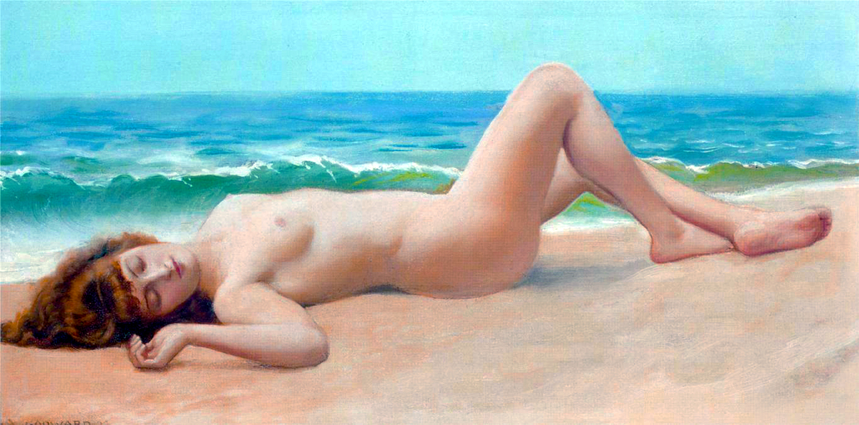 Nude on the Beach by John William Godward (1922)