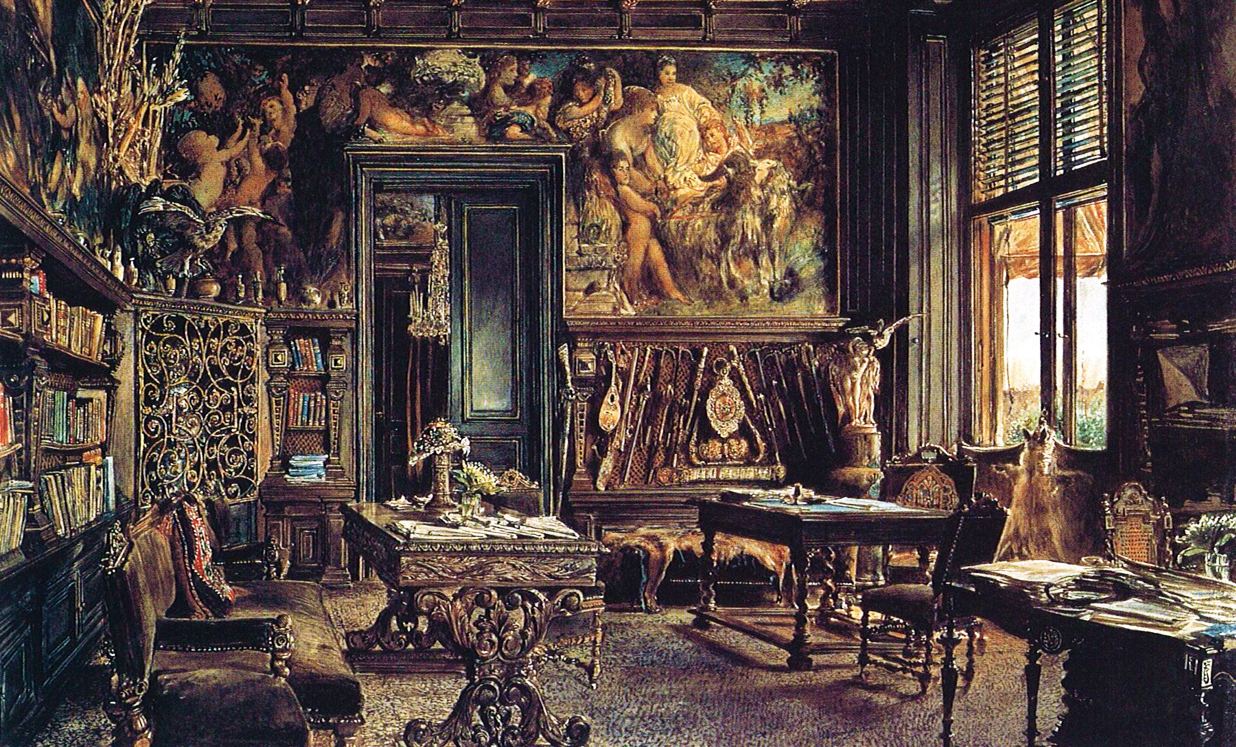 The library in the Palais Dumba by Rudolph von Alt (1877)