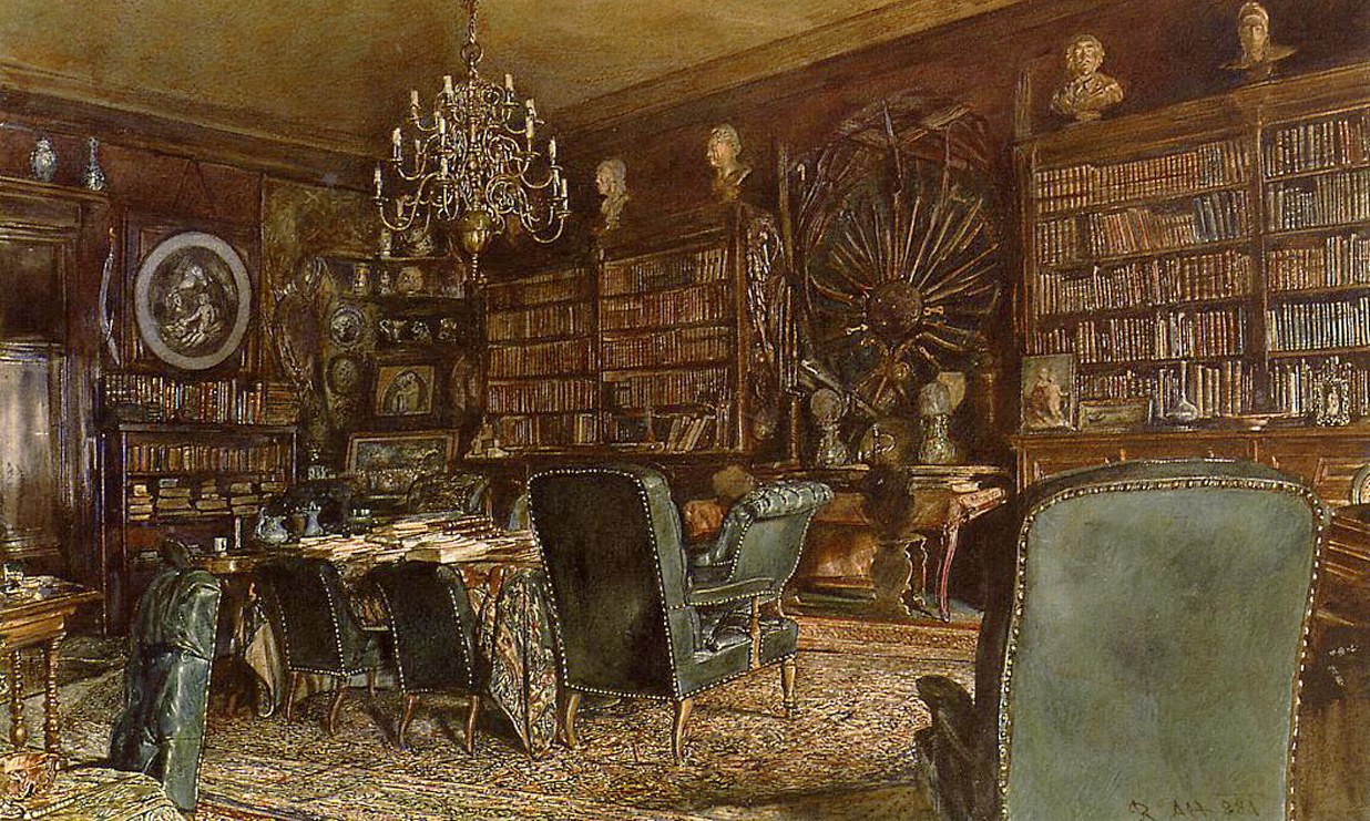 The Library of the Palais Lanckoronski, Vienna by Rudolf von Alt (1881)