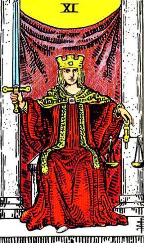 The Justice Trump of the Rider-Waite Tarot