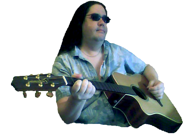 Lee with his EAN 10C Takamine acoustic guitar 