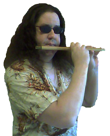 Lee with his wooden flute